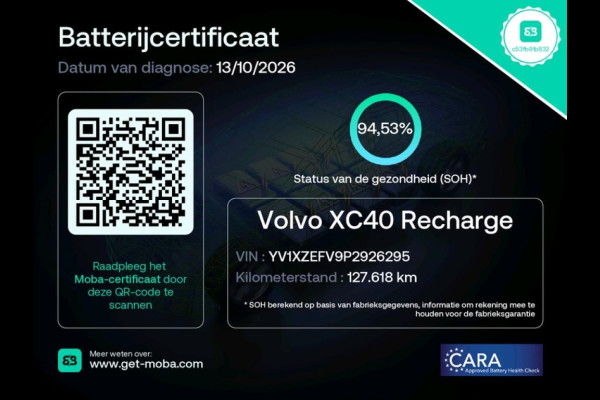 Volvo XC40 Recharge Ultimate 70 kWh Soh 94.5% Pano.dak Har/Kard Trekhaak