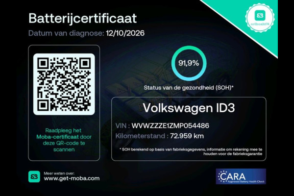 Volkswagen ID.3 Pro 58 kWh Soh 92% Carplay Adapt.Cruise Stoelverw.