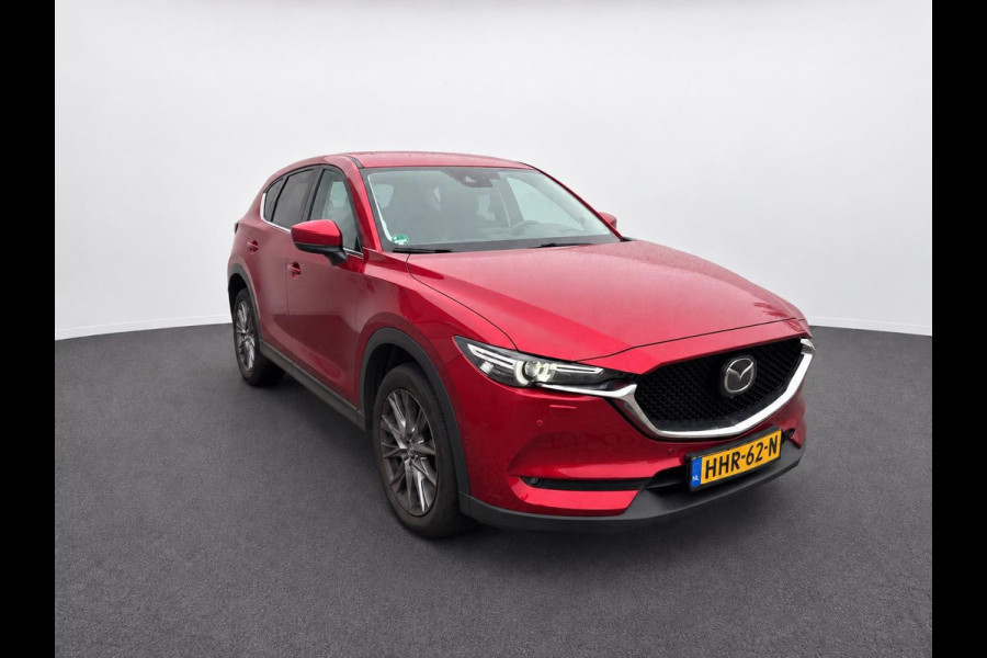 Mazda CX-5 2.5 4WD SkyActiv-G 194 Signature Panoramadak Trekhaak Navigatie 360 Camera Parkeerhulp Adaptive Cruise Control HUD Full Led Stoel verarming en verkoeling Stuurverwarming Elektrisch verstelbare stoel Leder Climate Control Lichtmetalen velgen