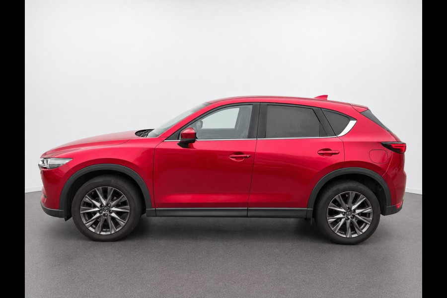 Mazda CX-5 2.5 4WD SkyActiv-G 194 Signature Panoramadak Trekhaak Navigatie 360 Camera Parkeerhulp Adaptive Cruise Control HUD Full Led Stoel verarming en verkoeling Stuurverwarming Elektrisch verstelbare stoel Leder Climate Control Lichtmetalen velgen