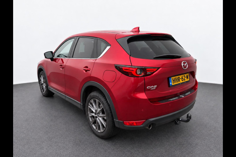 Mazda CX-5 2.5 4WD SkyActiv-G 194 Signature Panoramadak Trekhaak Navigatie 360 Camera Parkeerhulp Adaptive Cruise Control HUD Full Led Stoel verarming en verkoeling Stuurverwarming Elektrisch verstelbare stoel Leder Climate Control Lichtmetalen velgen
