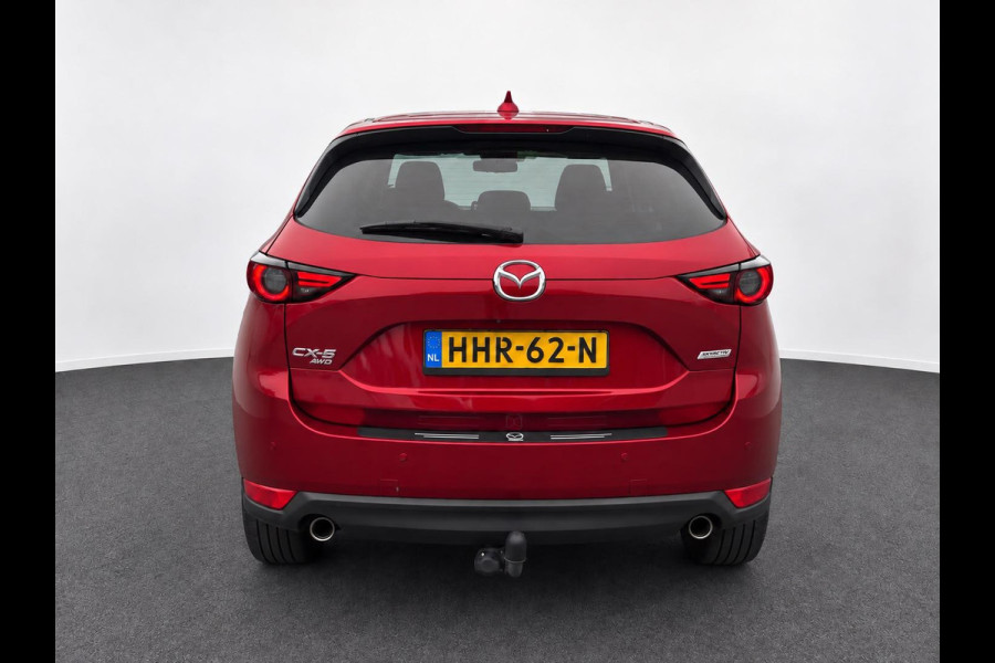 Mazda CX-5 2.5 4WD SkyActiv-G 194 Signature Panoramadak Trekhaak Navigatie 360 Camera Parkeerhulp Adaptive Cruise Control HUD Full Led Stoel verarming en verkoeling Stuurverwarming Elektrisch verstelbare stoel Leder Climate Control Lichtmetalen velgen