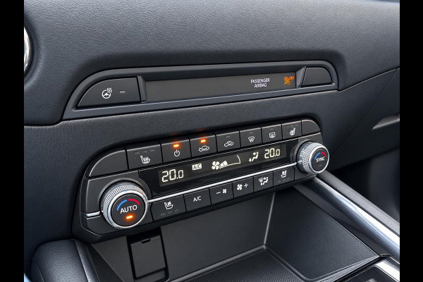 Mazda CX-5 2.5 4WD SkyActiv-G 194 Signature Panoramadak Trekhaak Navigatie 360 Camera Parkeerhulp Adaptive Cruise Control HUD Full Led Stoel verarming en verkoeling Stuurverwarming Elektrisch verstelbare stoel Leder Climate Control Lichtmetalen velgen