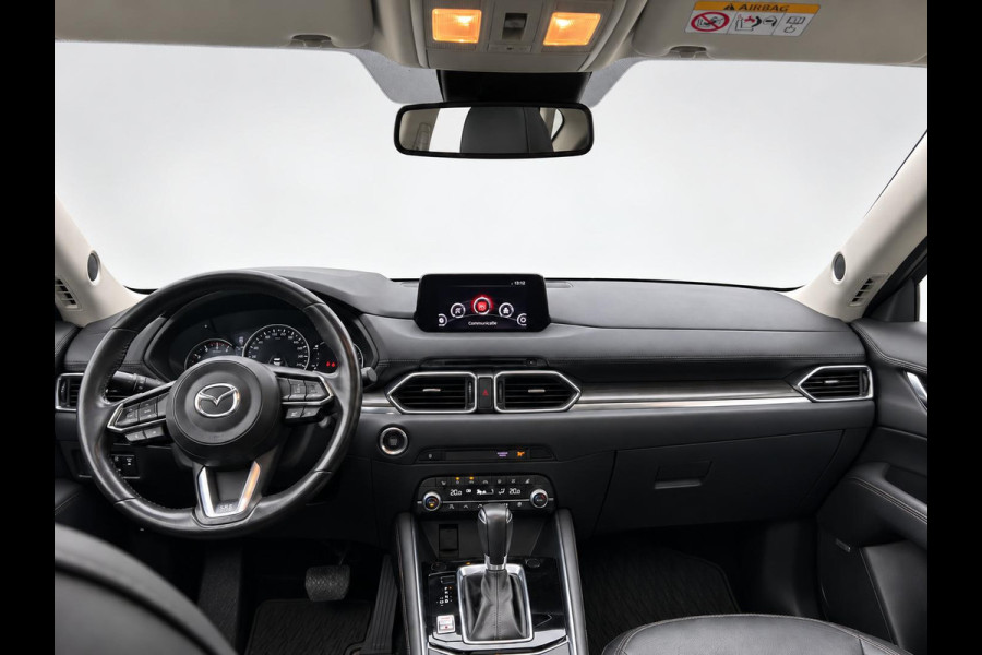 Mazda CX-5 2.5 4WD SkyActiv-G 194 Signature Panoramadak Trekhaak Navigatie 360 Camera Parkeerhulp Adaptive Cruise Control HUD Full Led Stoel verarming en verkoeling Stuurverwarming Elektrisch verstelbare stoel Leder Climate Control Lichtmetalen velgen
