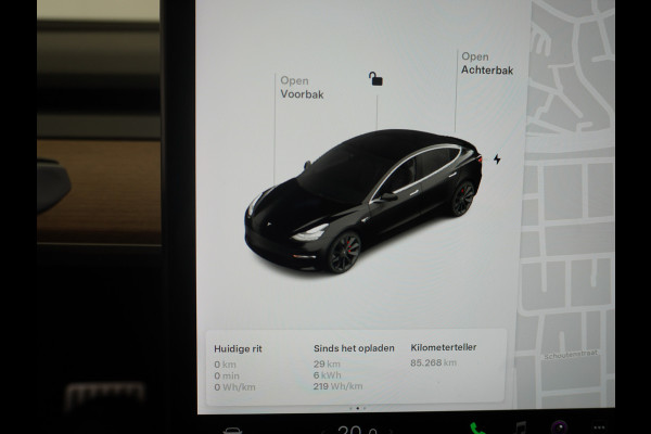 Tesla Model 3 Performance 513pk 20"Lmv Adap.Cruise Premium-HiFi Panoramadak Camera's Leer Wifi Ecc Pdc Cruise Dual Motor Long Range 75kWh Stoe Navi full map LED DAB Voorverwarmen interieur via App Keyless Origineel Nederlandse auto! Accu en motor garantie tot 21-12-2027 / 192.000km