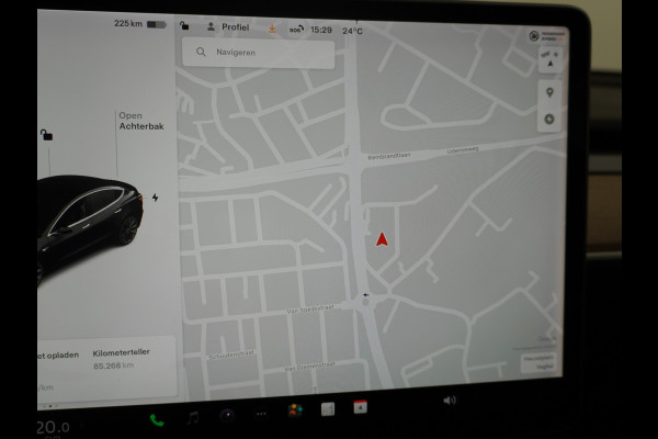 Tesla Model 3 Performance 513pk 20"Lmv Adap.Cruise Premium-HiFi Panoramadak Camera's Leer Wifi Ecc Pdc Cruise Dual Motor Long Range 75kWh Stoe Navi full map LED DAB Voorverwarmen interieur via App Keyless Origineel Nederlandse auto! Accu en motor garantie tot 21-12-2027 / 192.000km