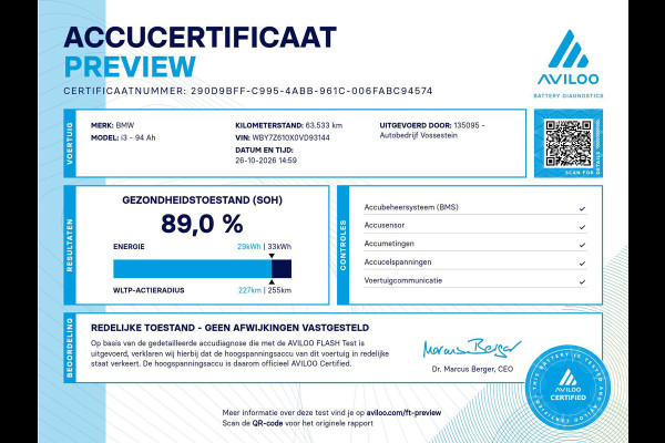 BMW i3 S iPerformance 94Ah 33 kWh / 63dkm NAP / Harman Kardon / Pano / Camera / Navi / Leder / NL-Auto